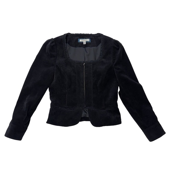 Moiselle Black Corduroy Sparkle Blazer Jacket Size 2 - Made in Italy - Picture 1 of 7